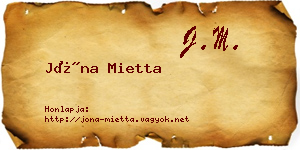 Jóna Mietta névjegykártya